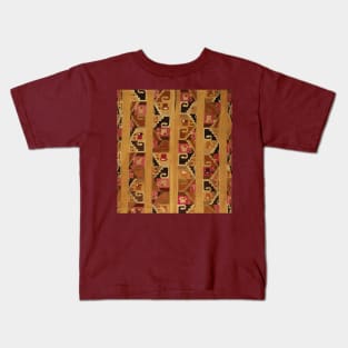 ANTIQUE ANDEAN WARI TUNIC FROM PERU Pink Brown Salmon Geometric Motifs Kids T-Shirt